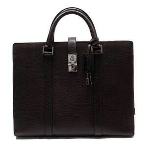 Gucci handbag business bag Dark Brown Black silver leather